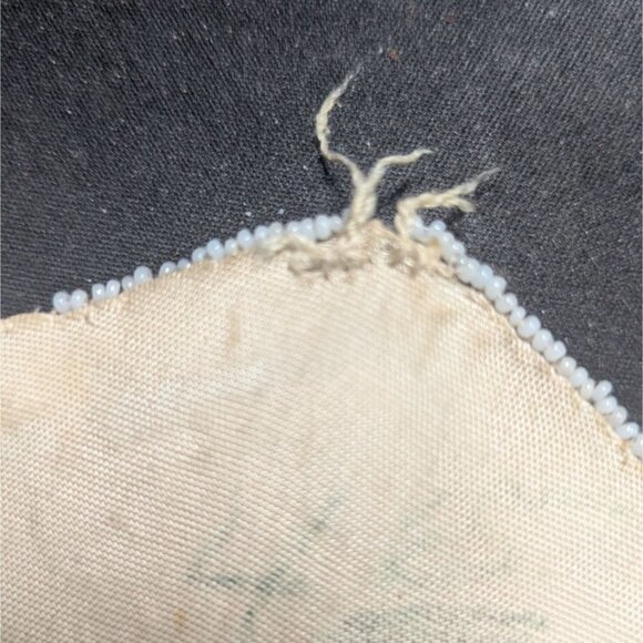 Vintage Beaded coin trinket Purse Black White Pattern Art Deco Chain Strap 5.5" - Picture 6 of 8